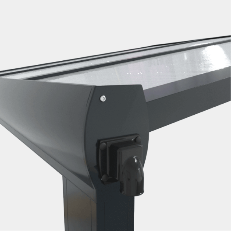 Bouchon Carport Aluminium Adossé Classique Toiture en Polycarbonate Renforcé sur Mesure
