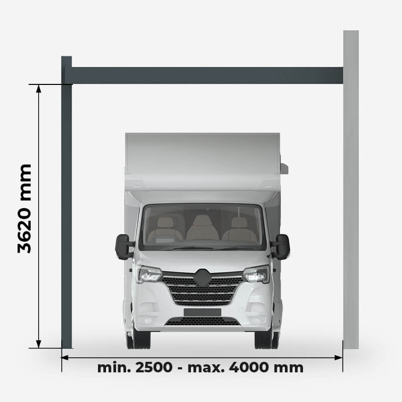 Largeur et Hauteur Carport Aluminium Toit Plat Adossé Camping Car Design Sur Mesure