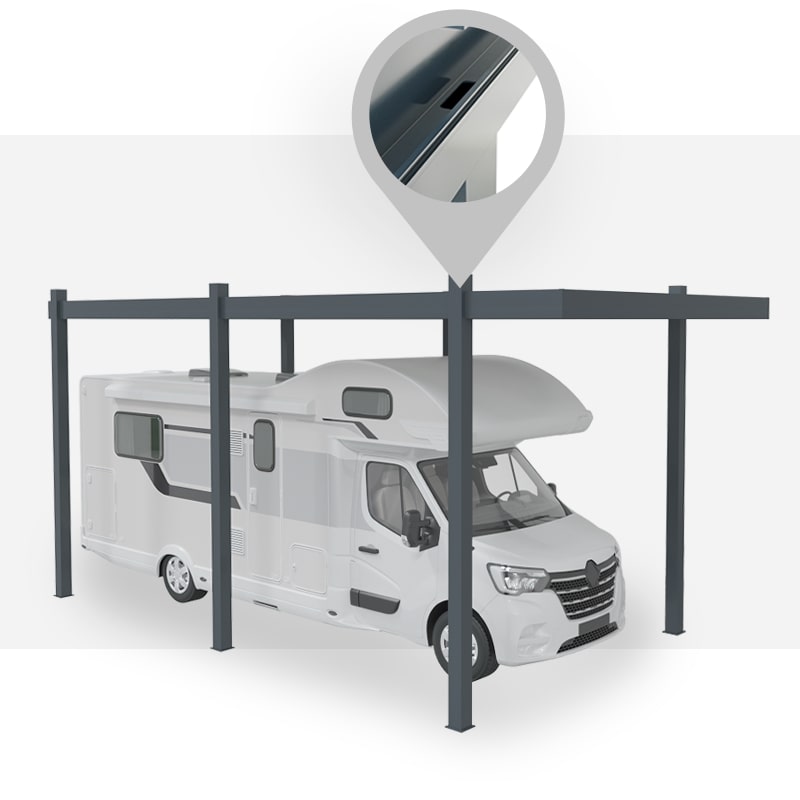 Évacuation de l'Eau Carport Aluminium Toit Plat Autoporté Camping Car Design Sur Mesure