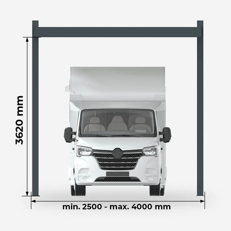 Largeur et Hauteur Carport Aluminium Toit Plat Autoporté Camping Car Design Sur Mesure