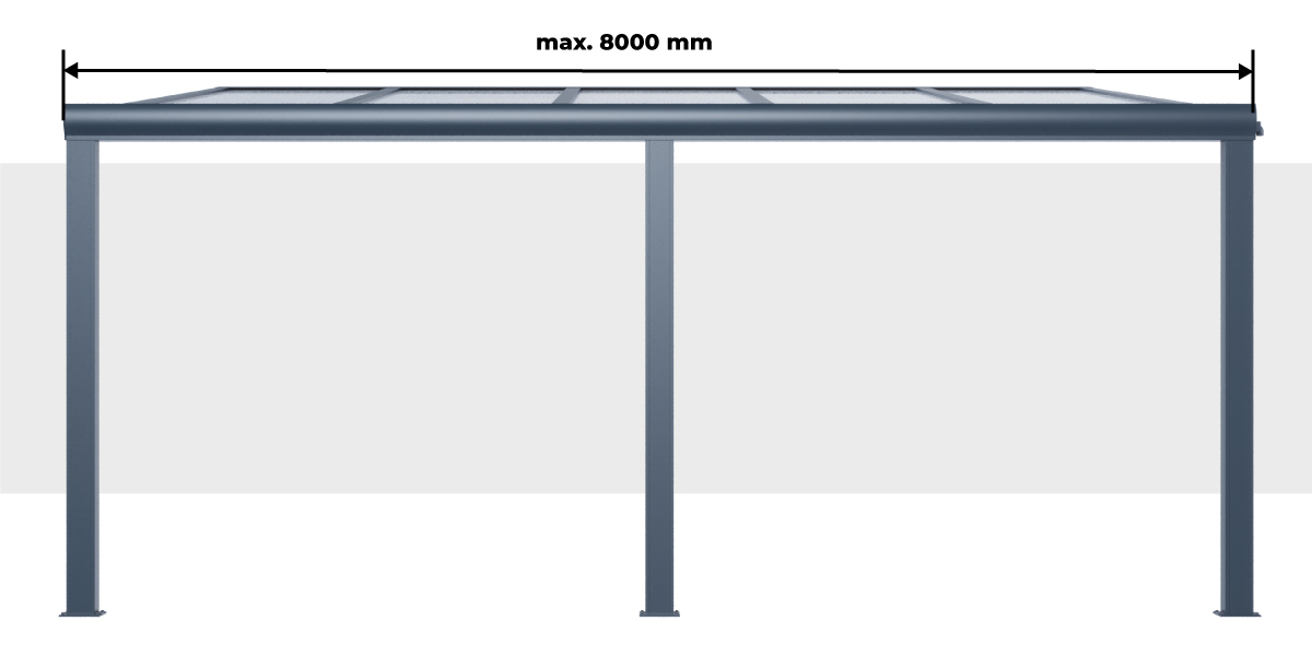 Longueur Carport Aluminium Adossé Classique Toiture en Polycarbonate sur Mesure 