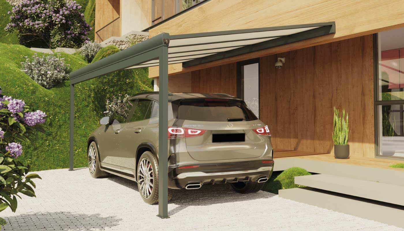 Carport Aluminium Adossé Classique Renforcé sur Mesure