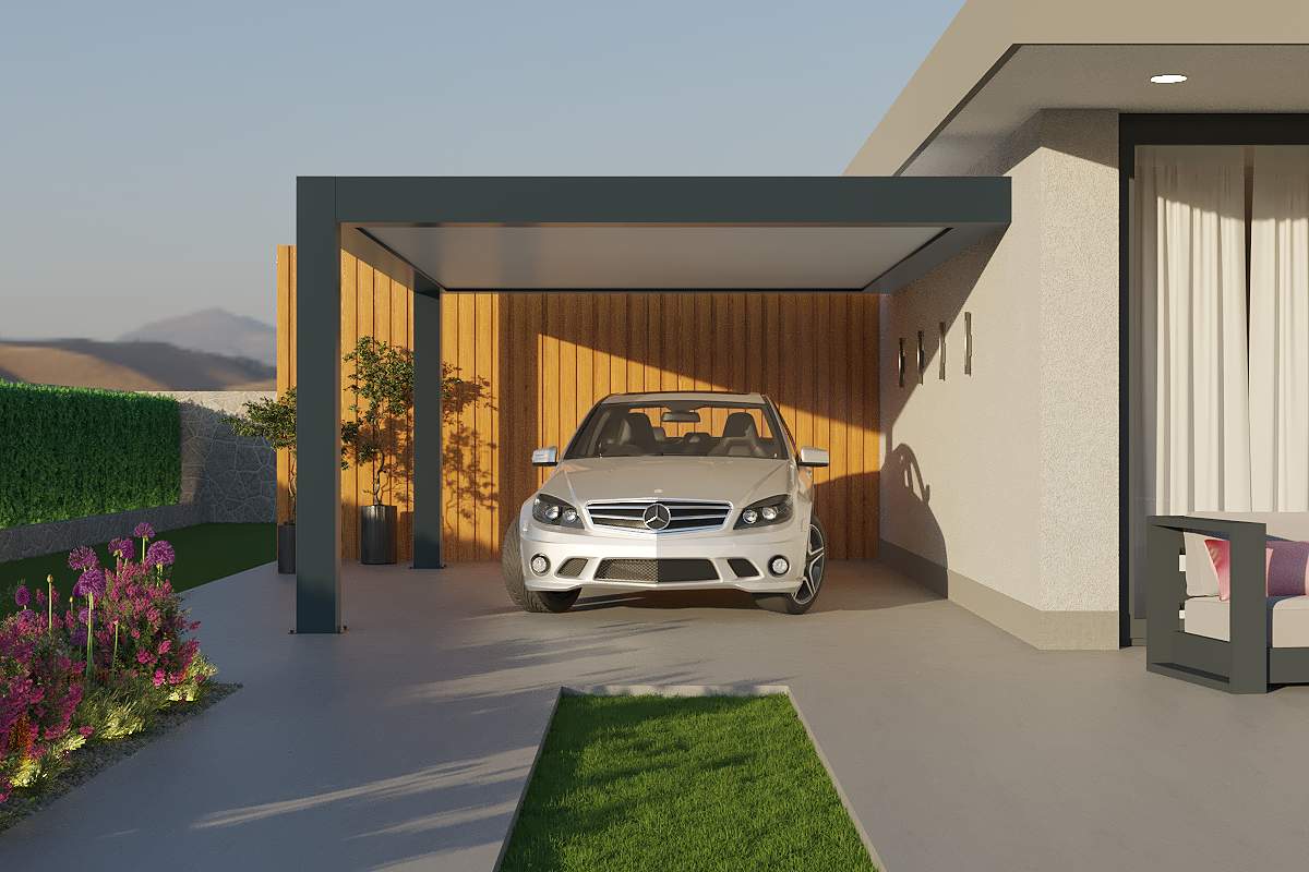Carport Aluminium Toit Plat Adossé Géant Sur Mesure