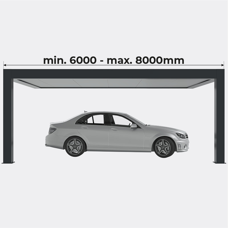 Longueur Carport Aluminium Toit Plat Adossé Géant Sur Mesure