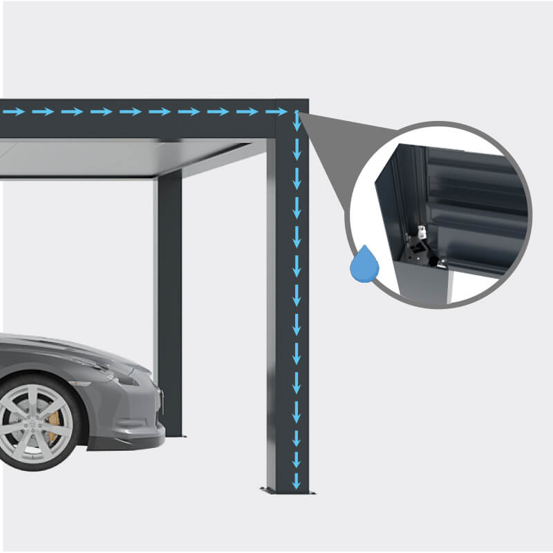 Évacuation de l'Eau Carport Aluminium Toit Plat Autoporté Géant Sur Mesure