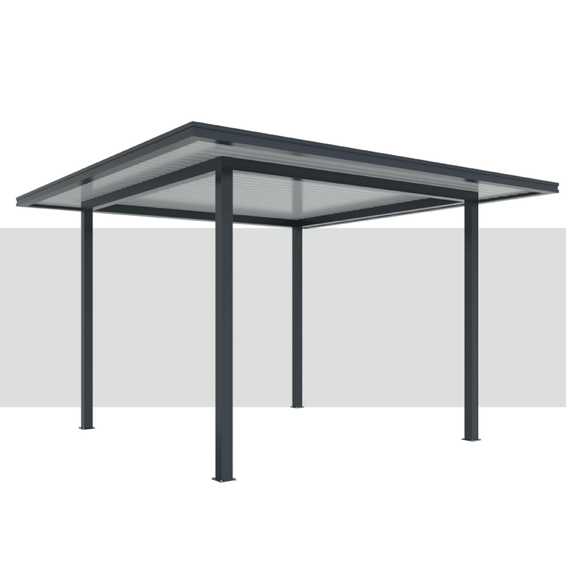 Fournitures Carport Aluminium Toit Plat avec Débords 4000 x 4000 mm