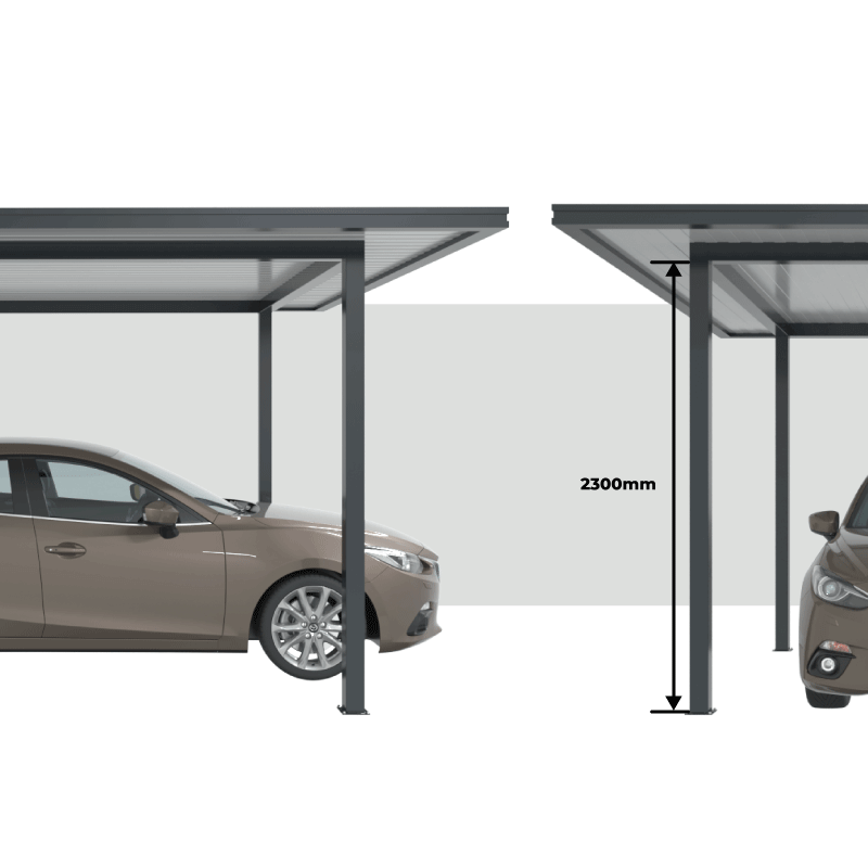 Hauteur Carport Aluminium Toit Plat avec Débords 4000 x 4000 mm
