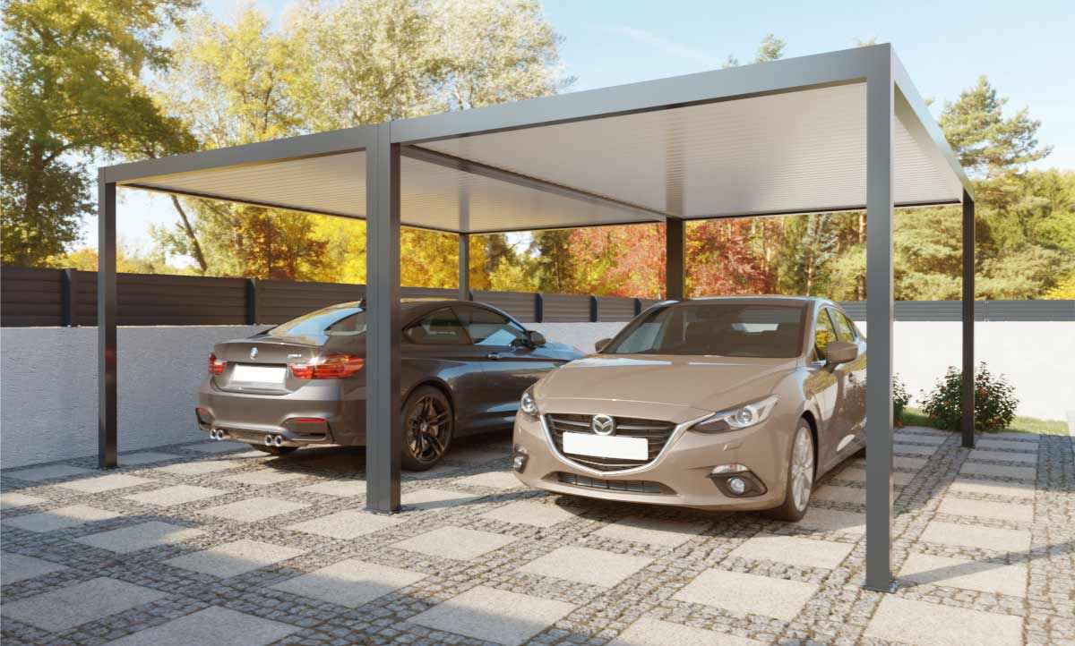 Carport Double Aluminium Toit Plat 5000 x 3000 mm
