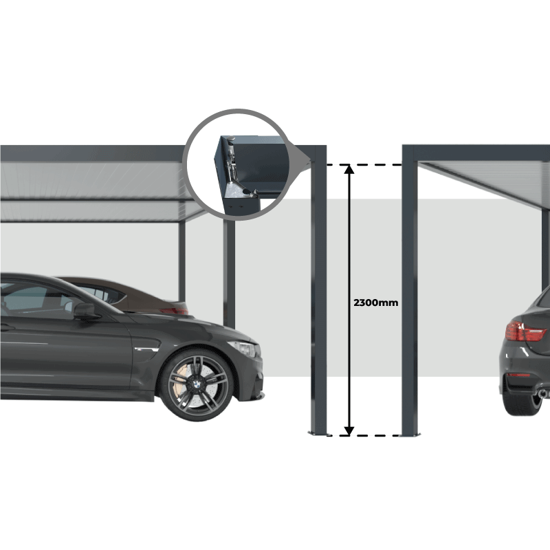 Hauteur Carport Double Aluminium Toit Plat 5000 x 3000 mm
