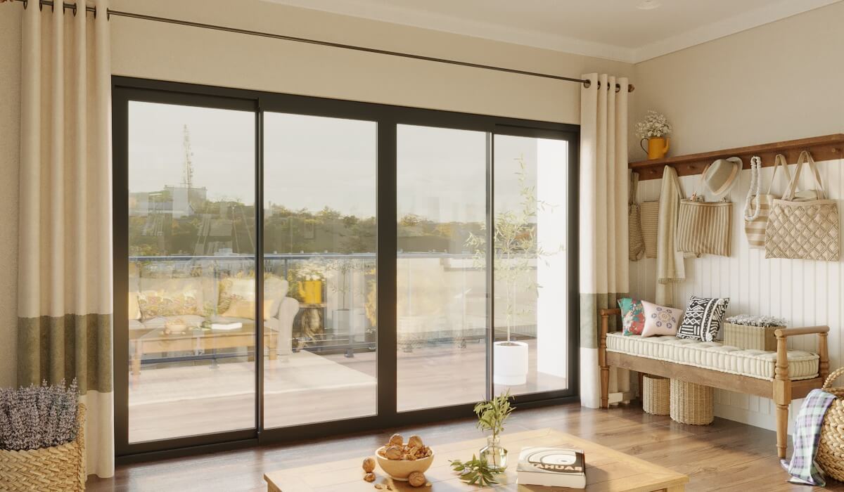  Porte-Fenêtre Coulissante Aluminium 4 Vantaux Sur Mesure