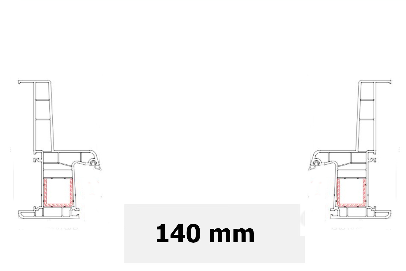 Tapée d'Isolation 140 mm Fenêtre PVC 4 Vantaux