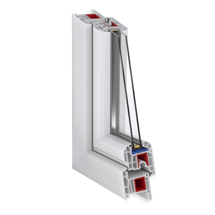 Vue en Coupe Fenêtre PVC 4 Vantaux