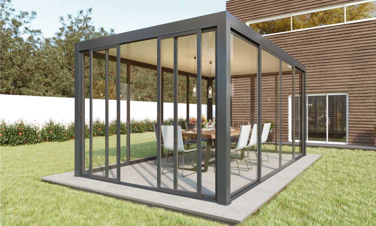 Fermeture de Pergola toit plat 5000 x 3000 mm
