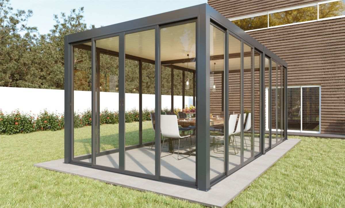 Fermeture de Pergola toit plat 6000 x 3000 mm