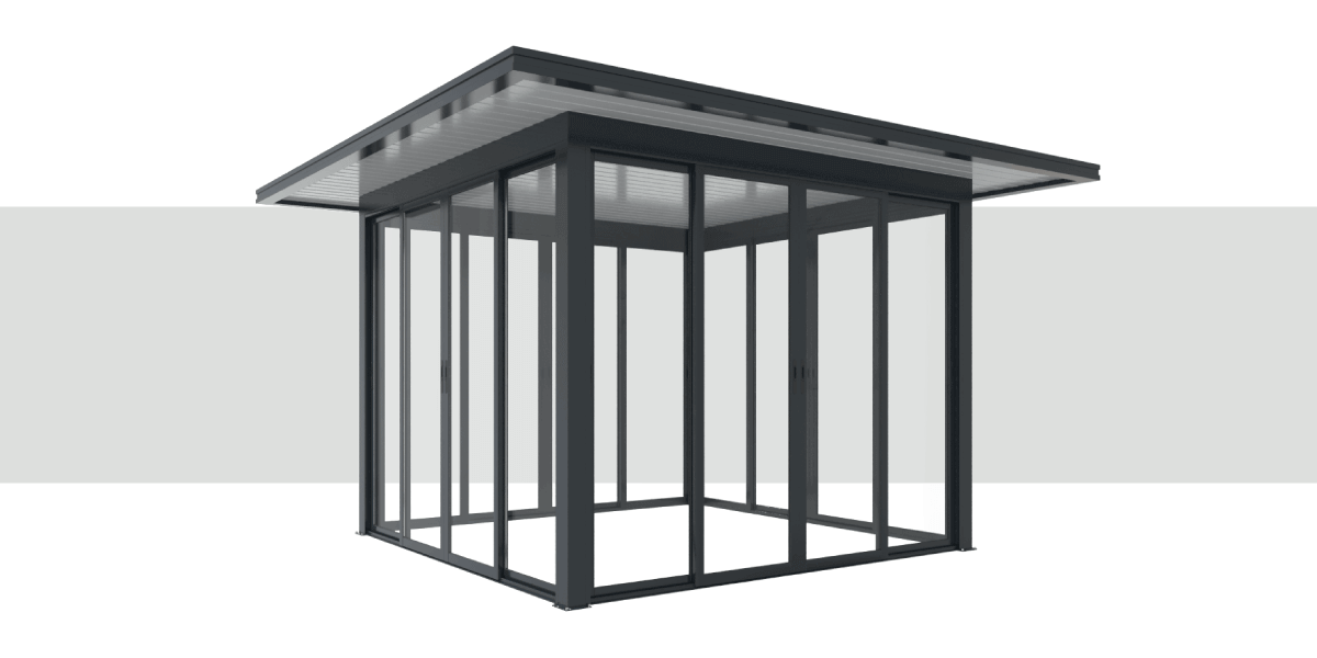 Fournitures Fermeture de Pergola Toit Plat avec Débord 4000 x 4000 mm