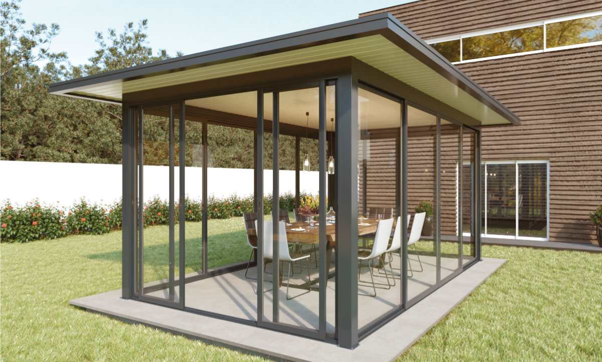 Fermeture de Pergola Toit Plat avec Débord 6000 x 4000 mm
