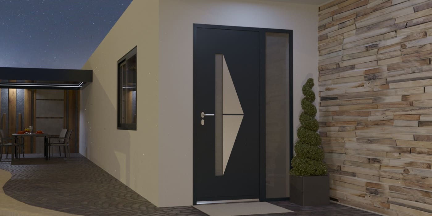 Porte d'Entrée en Aluminium Sur Mesure Gozo Alunox Tierce Fixe Vitree - Image 1