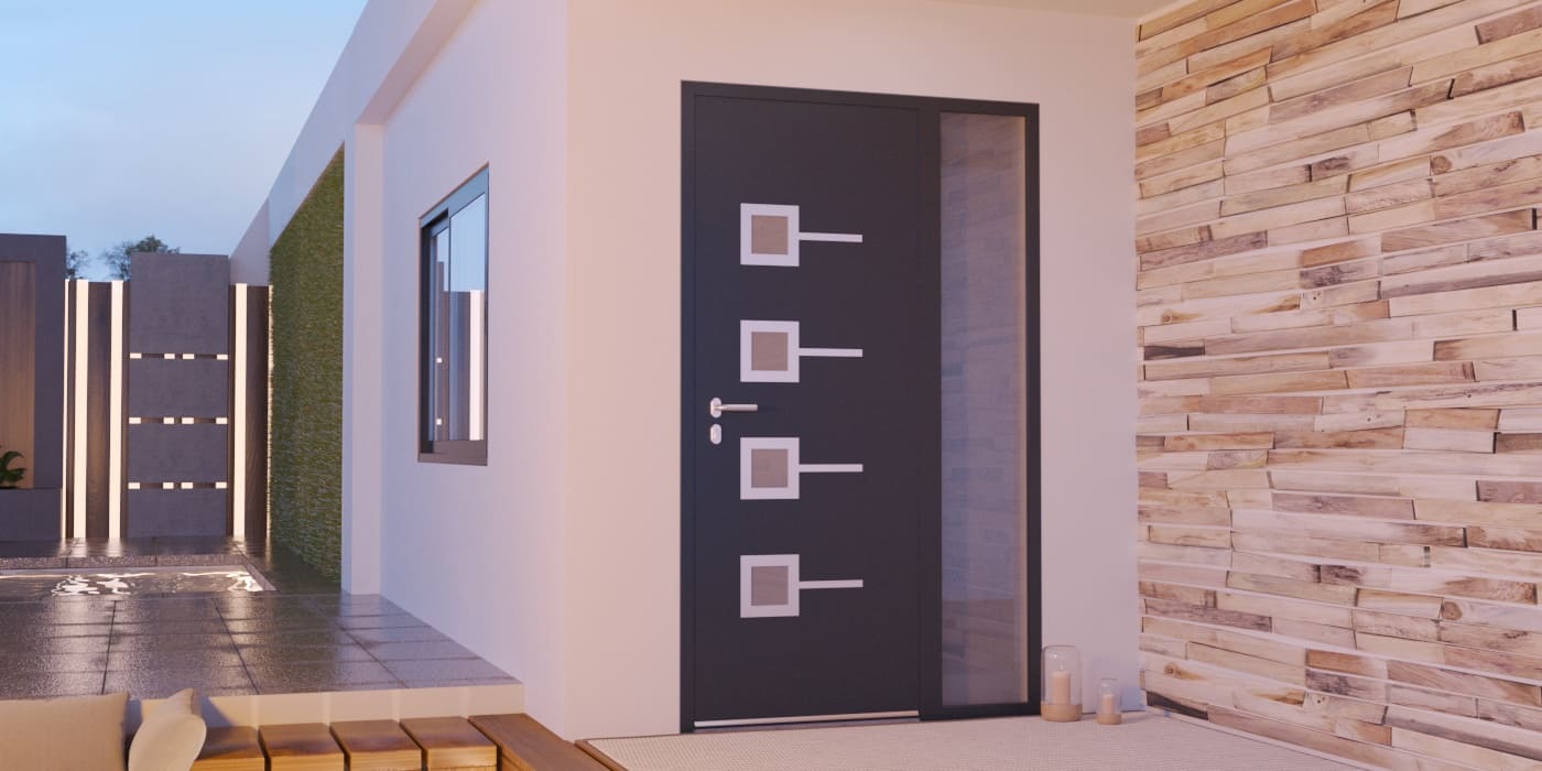 Porte d'Entrée en Aluminium Sur Mesure Paxos Alunox Tierce Fixe Vitree - Image 1