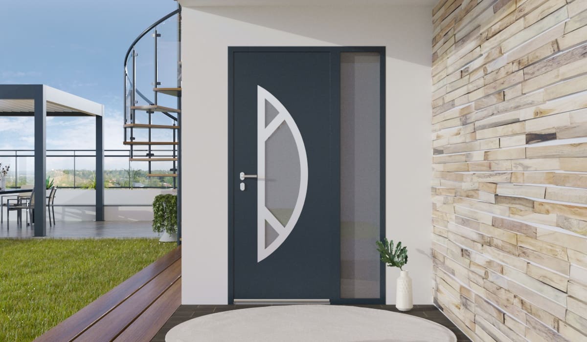 Porte d'Entrée en Aluminium Sur Mesure Sicile Alunox Tierce Fixe Vitree - Image 2