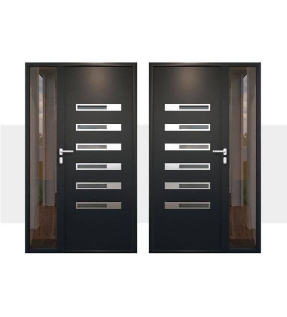 Décoration Porte d'Entrée en Aluminium Tilos Alunox Tierce Vitree