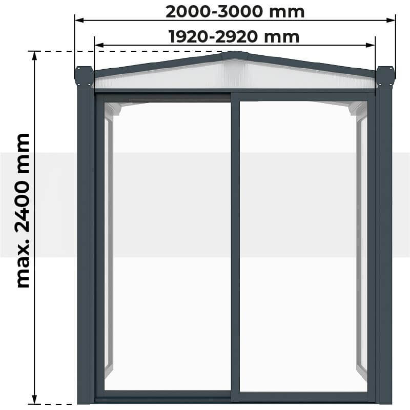 Largeur Sas d'Entrée Toiture en Polycarbonate Sur Mesure