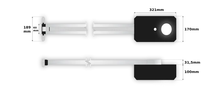 Dimensions Moteur Athena Porte de Garage Sectionnelle