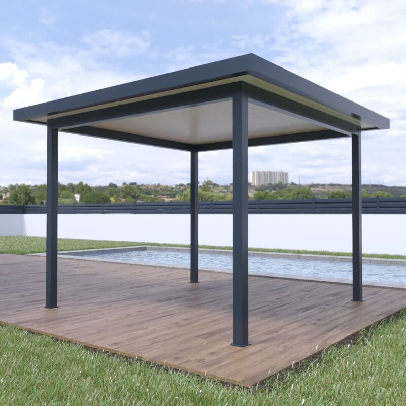 Pergola Toit Plat avec Debords 4x4 m