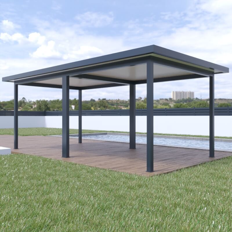 Pergola Toit Plat avec Debords 7x4 m