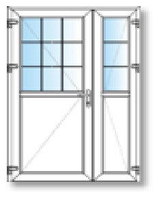 Porte de service PVC 1/2 Vitrée Croisillons 9 ou 6 Carreaux